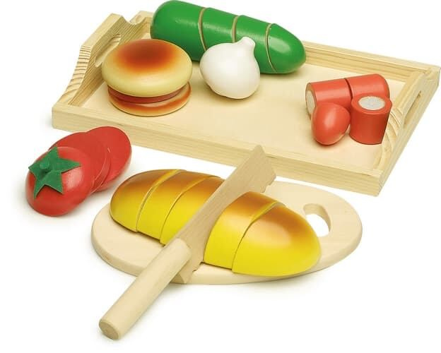 Small Foot dřevěná krájecí sada chléb