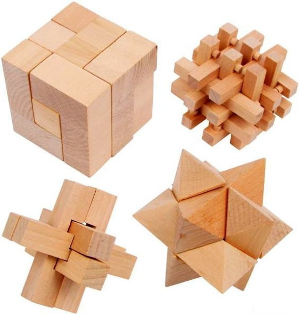 Set dřevěných hlavolamů Small Foot - 4 kusy
