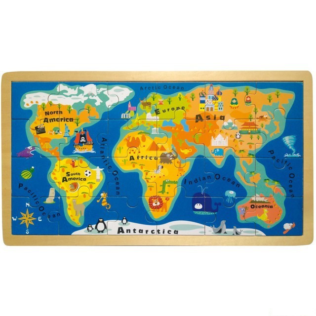 Small Foot Vkládací puzzle jednoduchá velká mapa světa