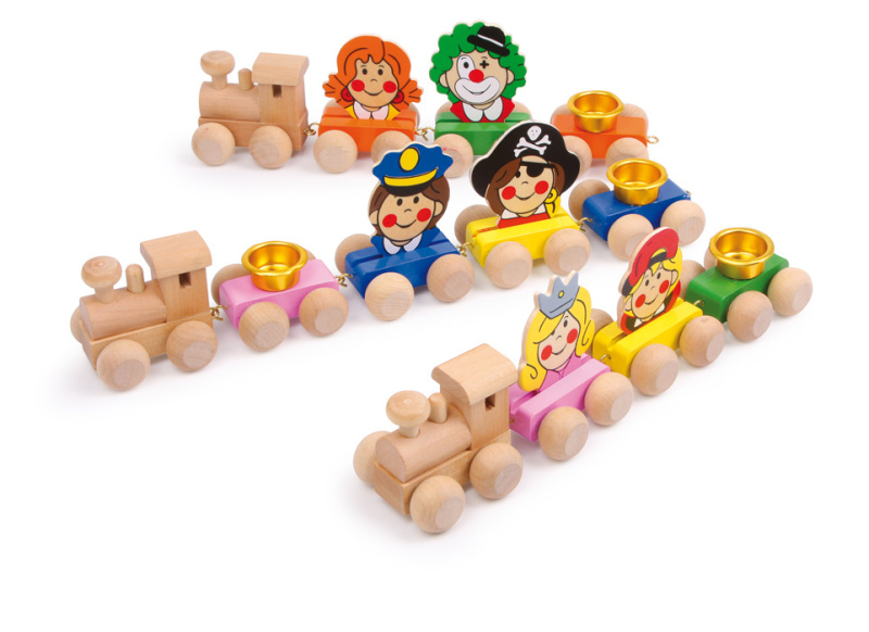small foot Dřevěný narozeninový vláček tváře