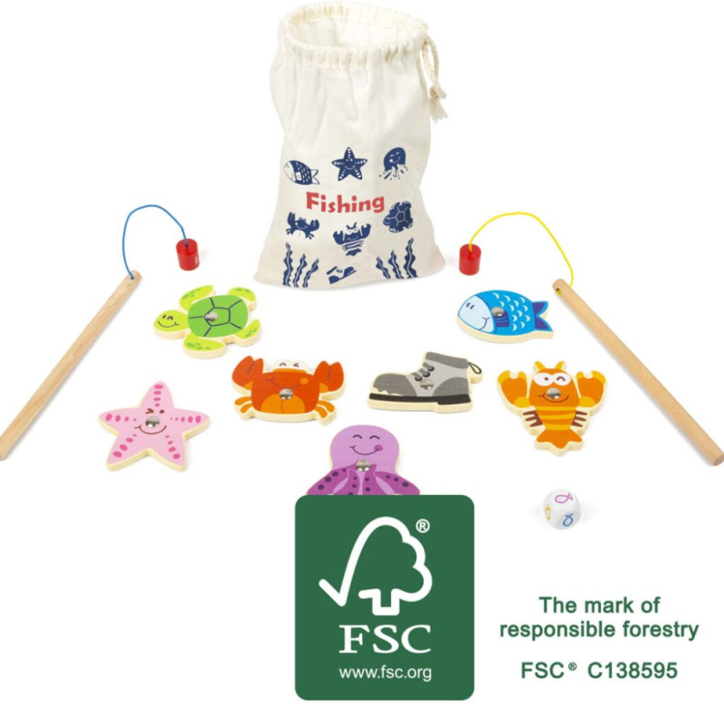 Small foot dřevěný rybolov cestovní hra