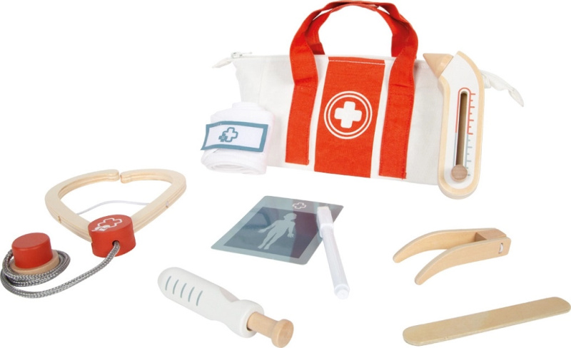 small foot Doktorský set s červeno-bílou lékařskou taškou