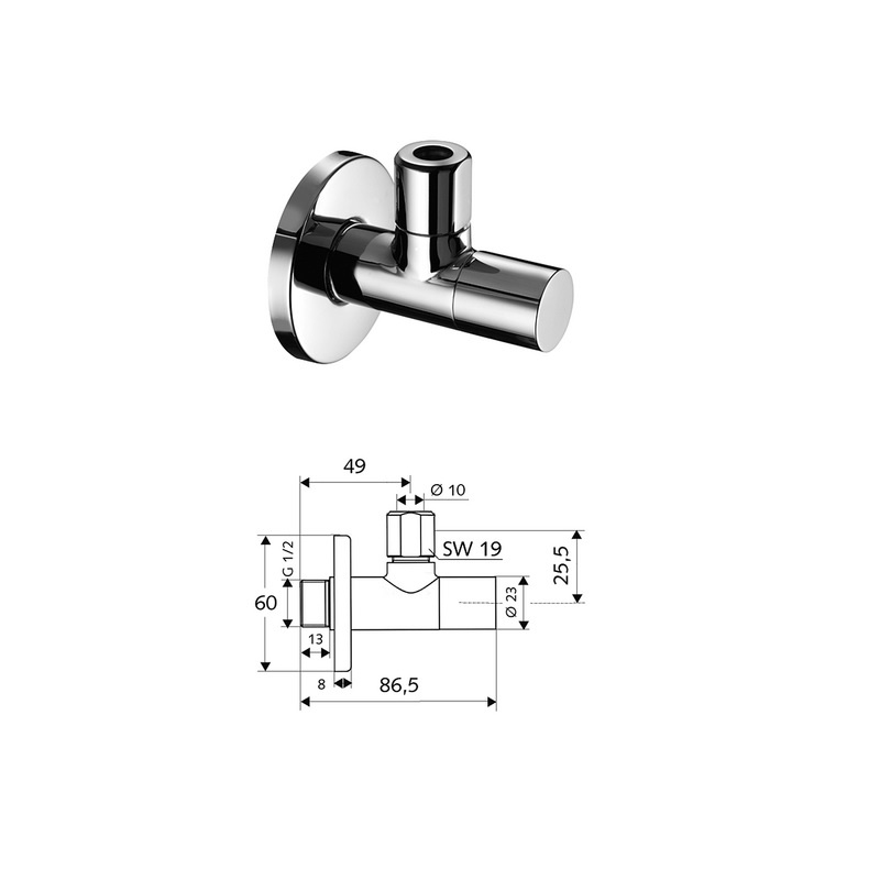 Rohový regulační ventil Schell Stile 1/2'' × 3/8''