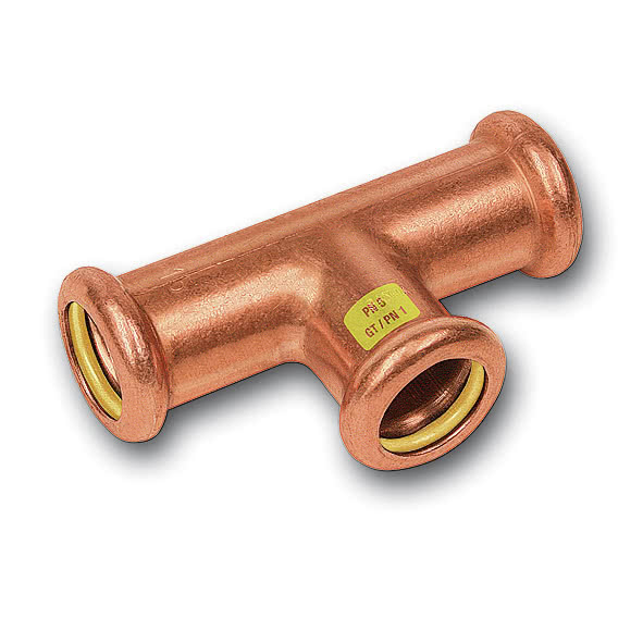 T-kus redukovaný lisovací Sanha Cu Press Gas 10130 22×18×22 mm