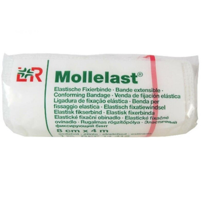 MOLLELAST Obinadlo elastické fixační 8 cm x 4m v celofánu 1ks