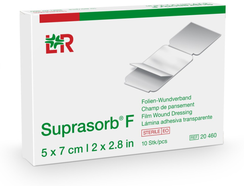 Krytí Suprasorb F fóliové transparentní 5x7cm/10 ks