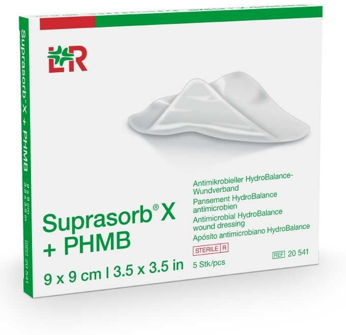 Krytí Suprasorb X+PHMB 9x9cm 5ks antimikrobiotické sterilní
