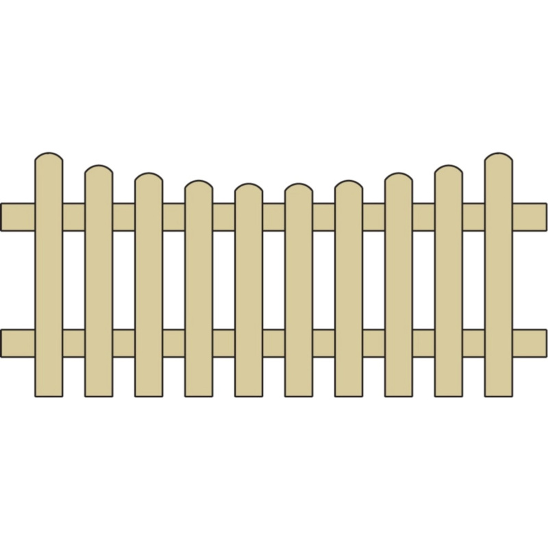 Plaňkový plot s obloukem dolů tlak. impreg., KDI zelený, 180 x 85/70 cm