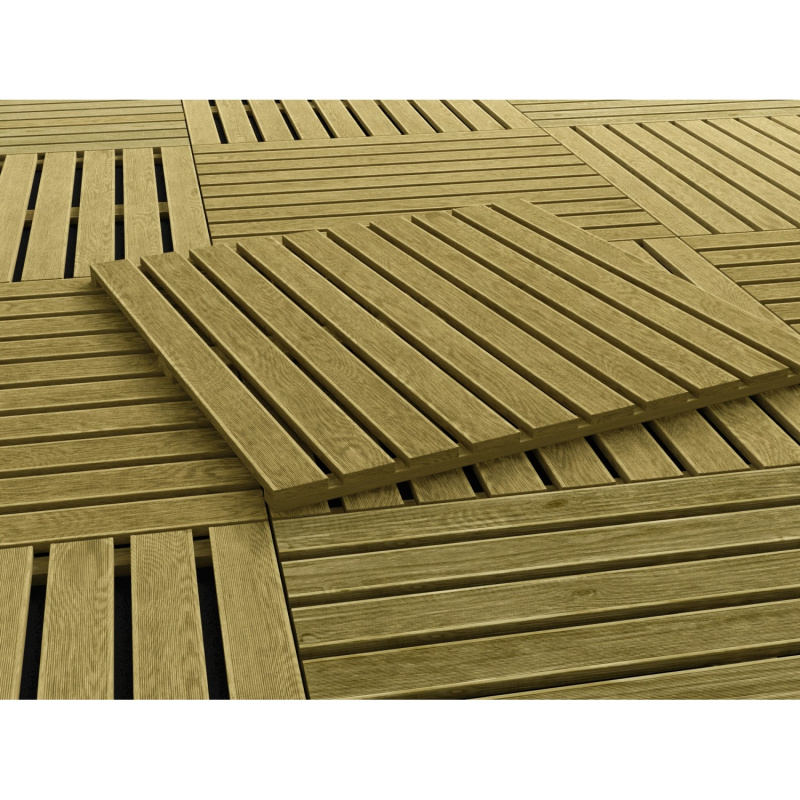 Dřevěná dlaždice drážkovaná, tlakově impregnovaná, 100 x 100 x 3,6 cm