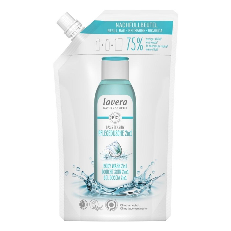 lavera Basis Sprchový gel na tělo a vlasy 2v1 500 ml - náhradní náplň