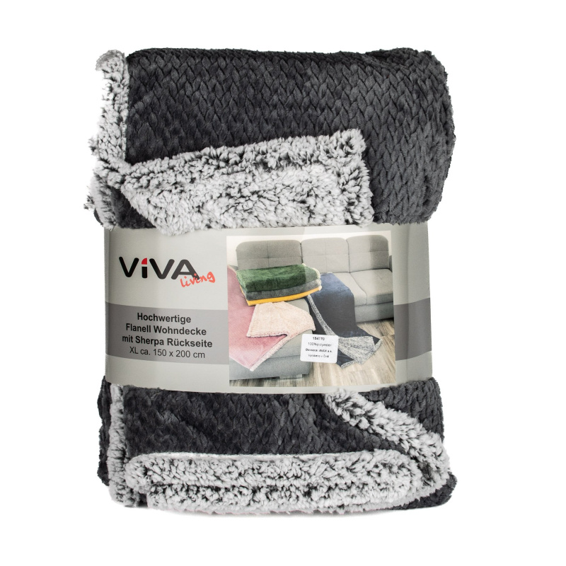 Deka z mikrovlákna ŠEDÝ ŽAKÁR, s beránkem 150x200cm