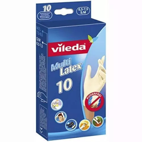 Vileda Natural Latex vel. S/M jednorázové rukavice 10 ks