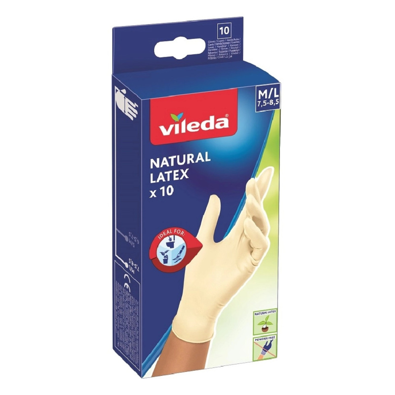 Vileda Natural Latex vel. M/L jednorázové rukavice 10 ks