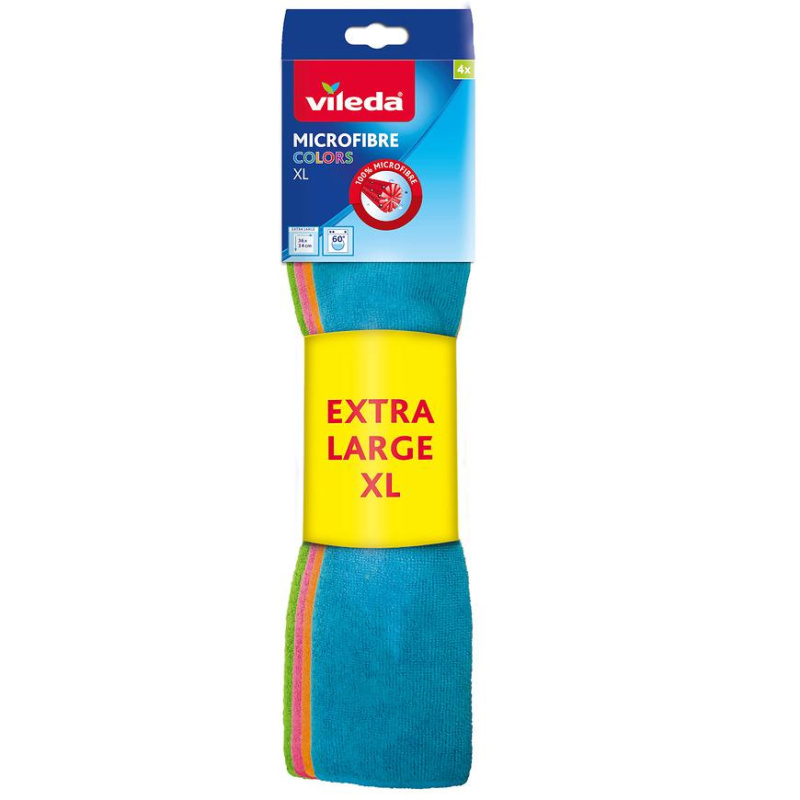 Vileda Microfibre Colors XL - utěrka - 36 x 34 cm, 4 ks