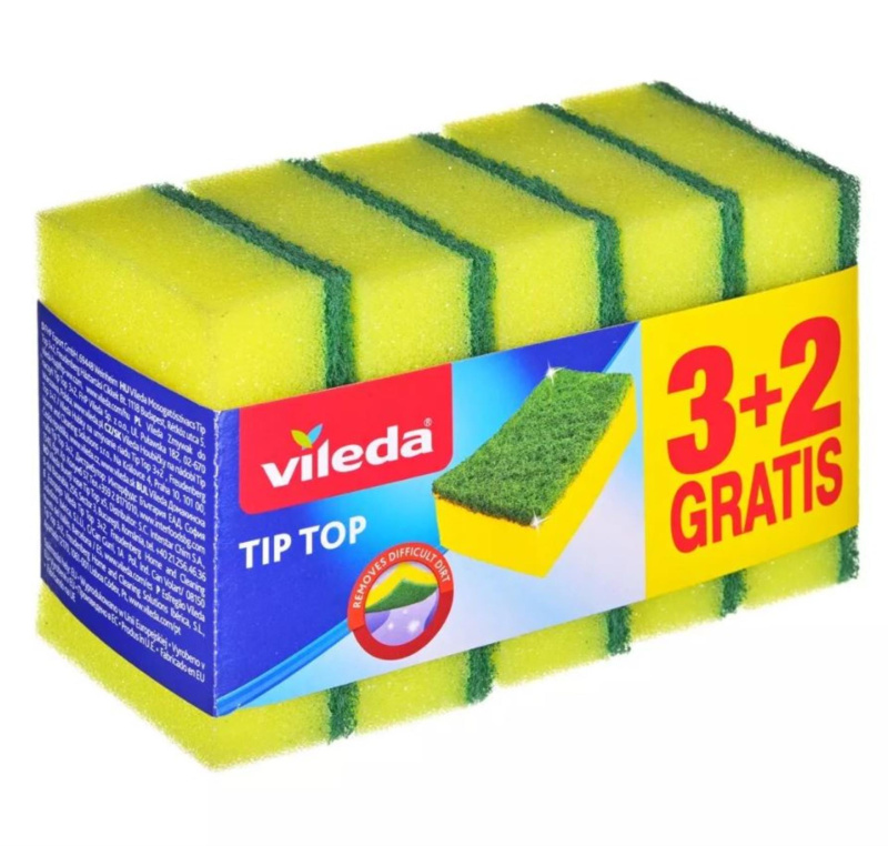 Vileda Style Tip Top, houbičky na nádobí, balení 3 + 2 ks ZDARMA