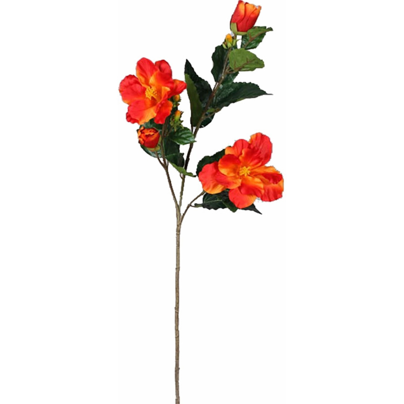 Dekorativní větvička ibišku oranžová, 76 cm