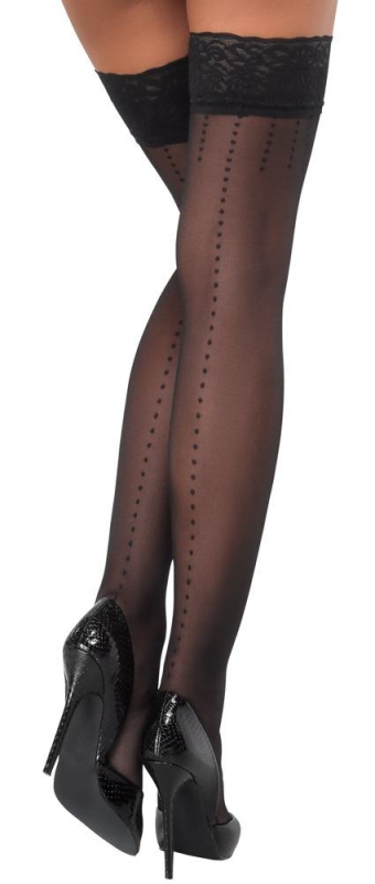 Cottelli Legwear Samodržící punčochy - černé: 4 (L)