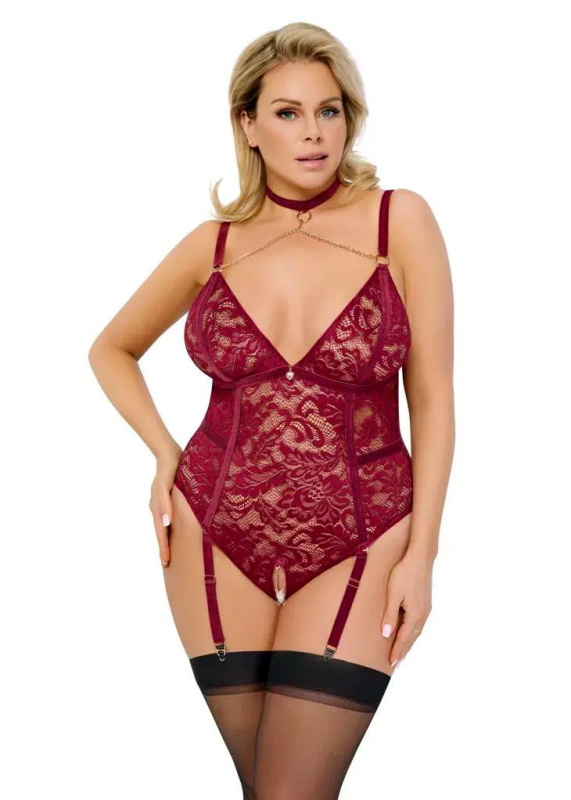 Cottelli Curves body - vínové: 2XL