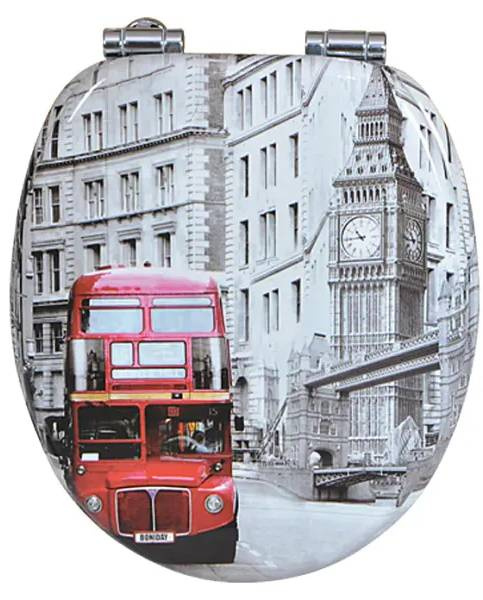 WC sedátko Poseidon London Bus / MDF / softclose / šedá/červená Varianta: ivi1
