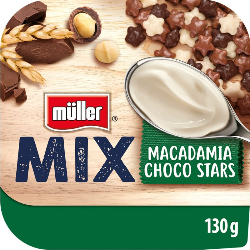 Müller Mix Jogurt macadamie s čokoládovými hvězdičkami