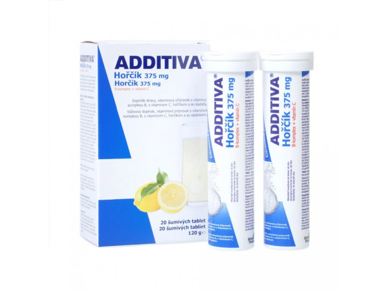 ADDITIVA Magnesium 375 mg + B-komplex + vitamín C 20 šumivých tablet