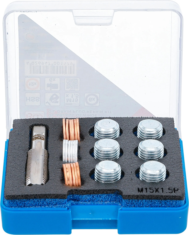 BGS technic Sada na opravu závitů olejových van M15x1,5 mm, 25 dílů - BGS 157
