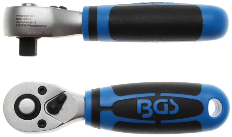 BGS technic Ráčna 1/4" s přepínací páčkou, extra krátká (1/4", 1/2", 3/8") - BGS Velikost čtyřhranu: 1/4"