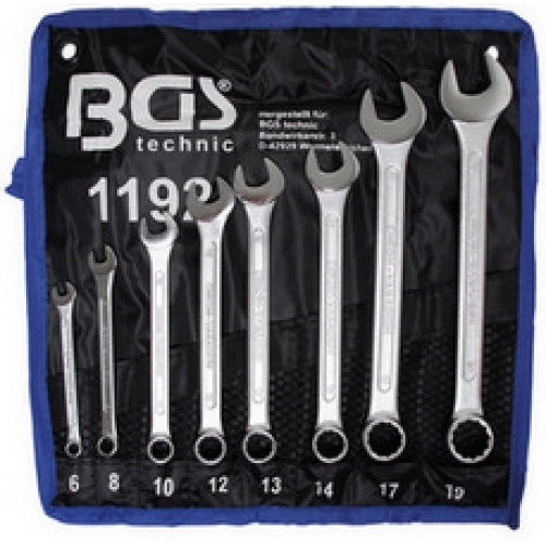 BGS technic Očkoploché klíče, velikosti 6-19 mm, sada 8 ks v obalu - BGS 1192