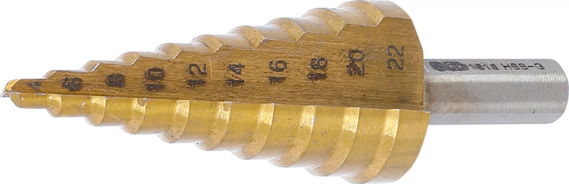 Stupňovitý kuželový vrták 4 - 22 mm, HSS - B1618