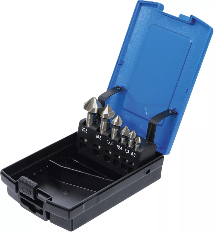 Sada záhlubníků do kovu, HSS, 6,3 - 20,5 mm, 6 ks - B1997