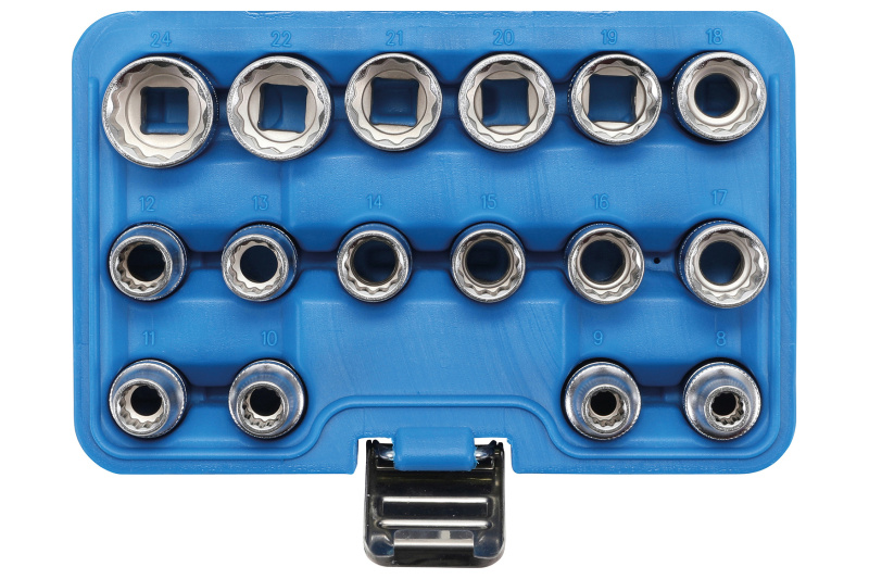 Nástrčné klíče, dvanáctihranné, 1/2", 8 - 24 mm, 16 ks - B2226