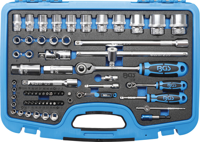 BGS technic Gola sada 1/4" a 1/2", 6hranné hlavice Pro Torque 5-32 mm, 66 dílů - BGS 2248