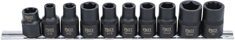 BGS technic Hlavice 1/2” speciální pro autoservisy, 3-, 5-, 6- a 10hranné, sada 10 ks - BGS 2560