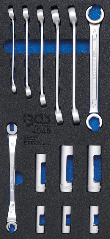 BGS technic Nářaďový modul 1/3 - BGS104048 Otevřené očkové klíče a nástrčné hlavice 3/8". Sada 13 dílů