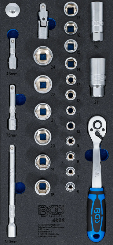 BGS technic Gola sada 3/8" - modul, šestihranné hlavice Pro Torque, 6-24 mm, 26 dílů - BGS 4052