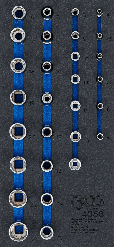 BGS Technic BGS 4056 Nástrčné 12hranné hlavice 1/4" + 1/2". Sada 29 dílů