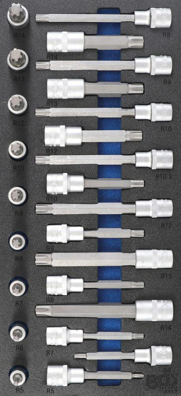 Nástrčné hlavice s bity v pěnové výplni, RIBE, 1/2", sada 25 ks - B4117
