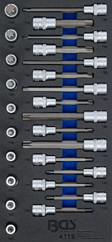 Sada nástrčných klíčů v pěnové výplni, Torx, 1/2", 26 ks - B4119
