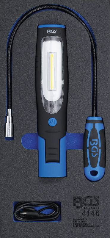 Vložka do dílenského vozíku 1/3, sada ruční lampy a lampy s magnetem, 3dílná, BGS 4146