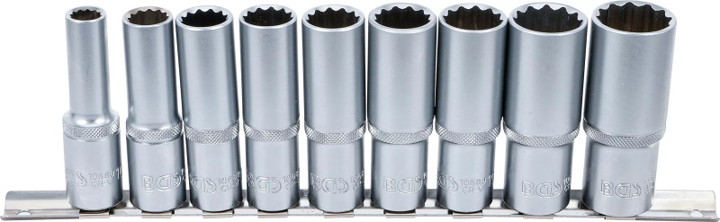 Sada nástrčných dvanáctihranných hlavic, prodloužené, 12,5 mm (1/2"), 10 - 24 mm, 9dílná, BGS 5253