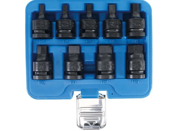 Sada silových nástrčných hlavic, 12,5 mm (1/2"), vnitřní šestihran 5 - 19 mm, 9dílná, BGS 5485
