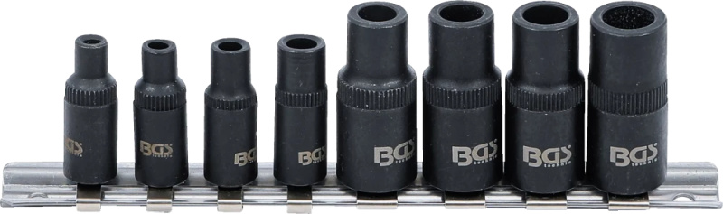 BGS technic Nástrčné hlavice 1/4" a 3/8", pro upnutí závitníků, magnetické, 8 ks na liště - BGS 9771