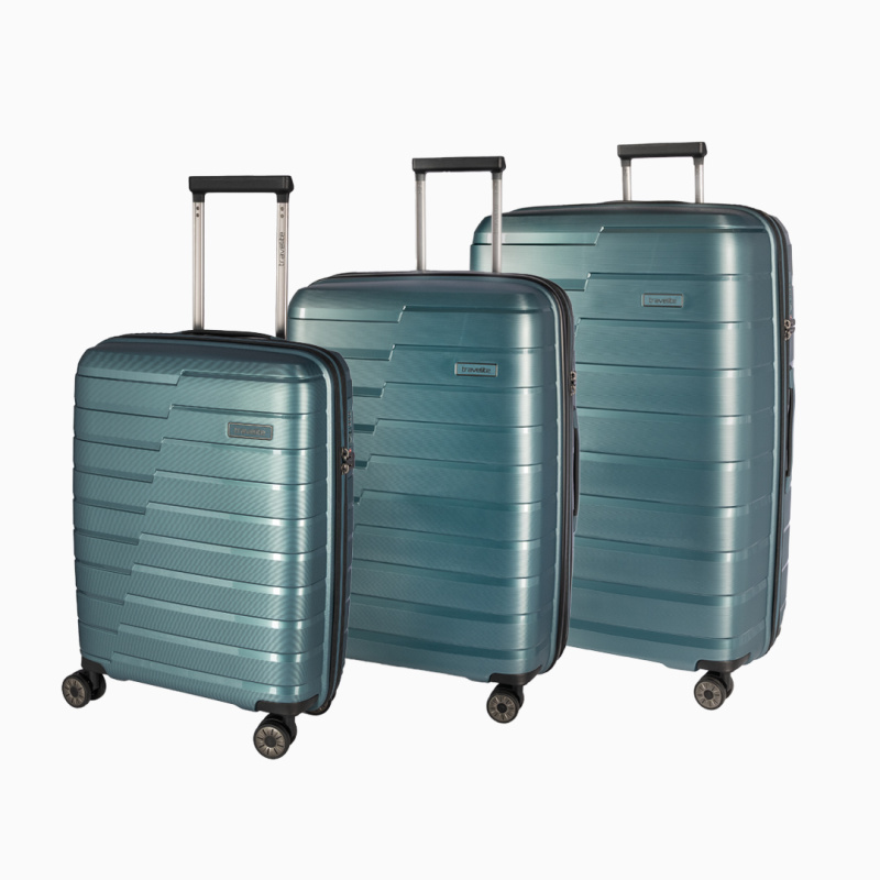 Travelite Air Base Sada 3 kufrů 55/67/77cm Modrá Ice Blue Polypropylen