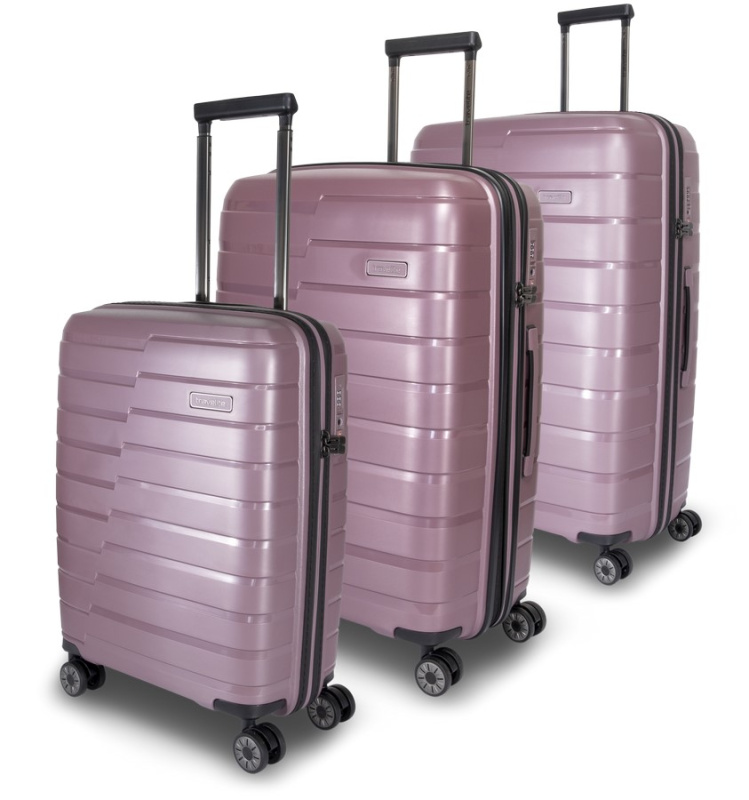 Travelite Air Base Sada 3 kufrů 55/67/77cm Růžová Lilac Polypropylen