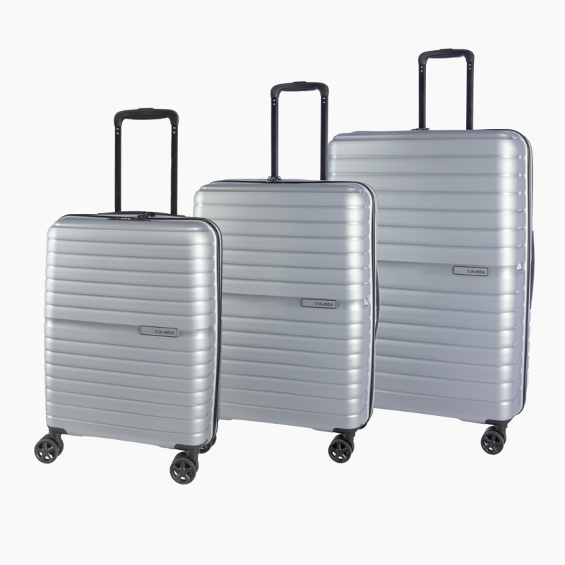 Travelite TRIENT Sada 3 kufrů 55/66/76cm Stříbrný Bordeaux Polypropylen