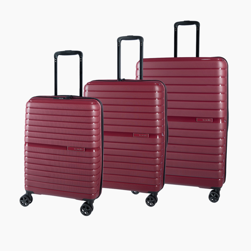 Travelite TRIENT Sada 3 kufrů 55/66/76cm Červený Bordeaux Polypropylen