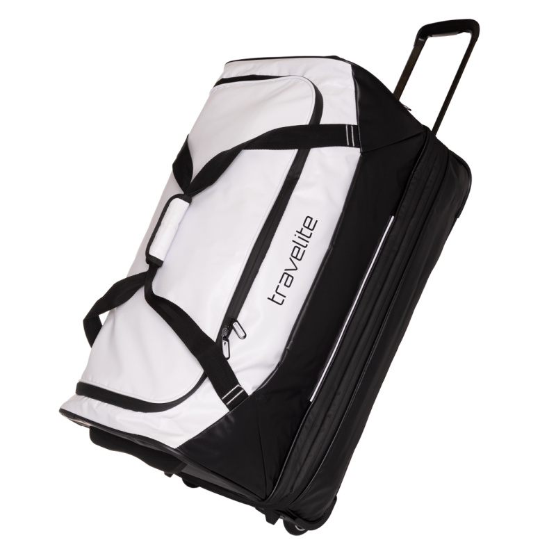 Travelite Basics Cestovní taška na kolečkách 70cm Bílá/Černá rozšiřitelná