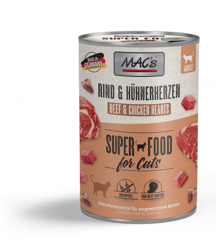 Mac´s Cat Konz. Hovězí/Kuřecí Srdce - 400g