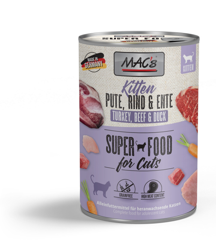Mac´s Cat Konz. Kitten Krůtí/Hovězí/Kachní - 400g