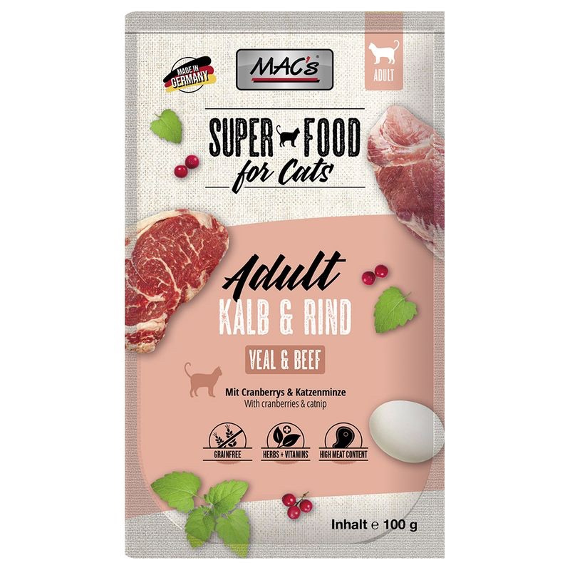 Mac´s Cat Pouch 100g - Telecí a Hovězí